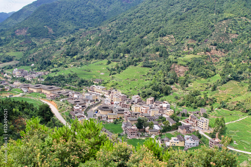 famous traditional villages with old round buildings in China