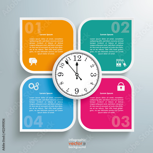 Round Colored Quadrates Template 4 Options Clock Centre