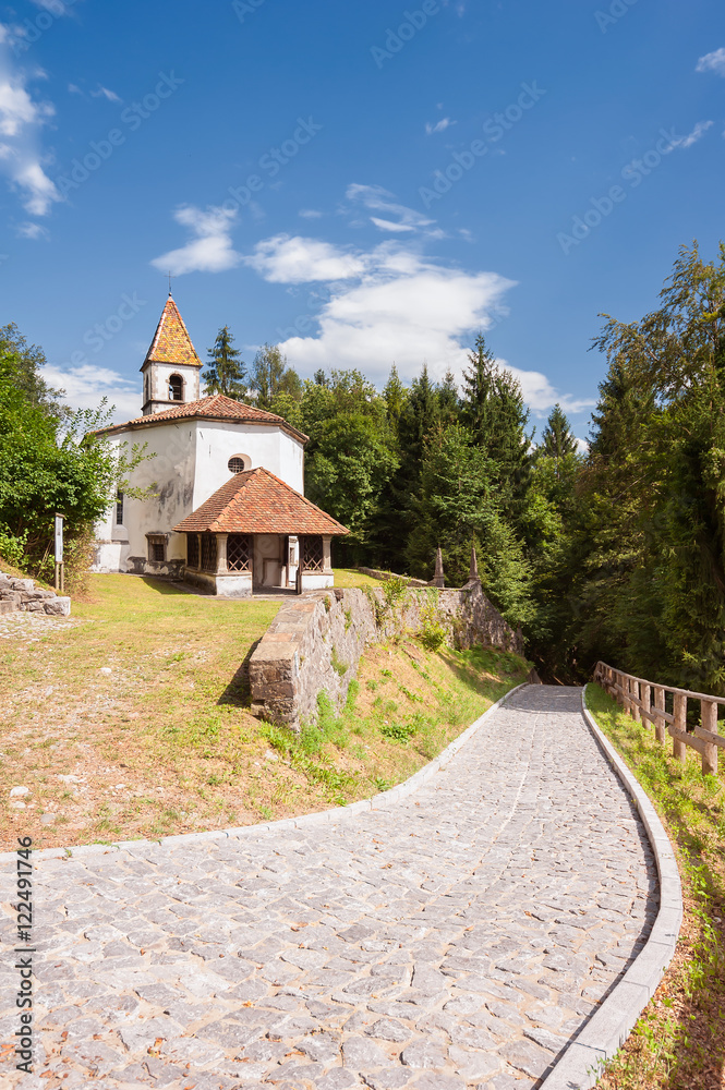 Small church of 14 century in Italian mountain.