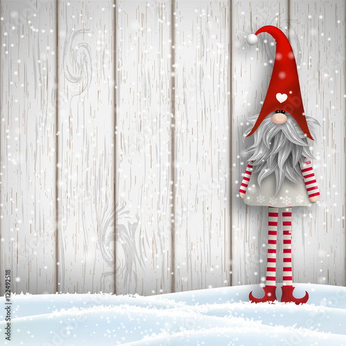 Scandinavian christmas traditional gnome, Tomte, illustration