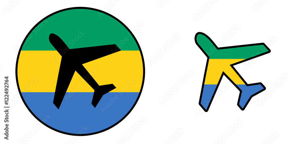Nation flag - Airplane isolated - Gabon