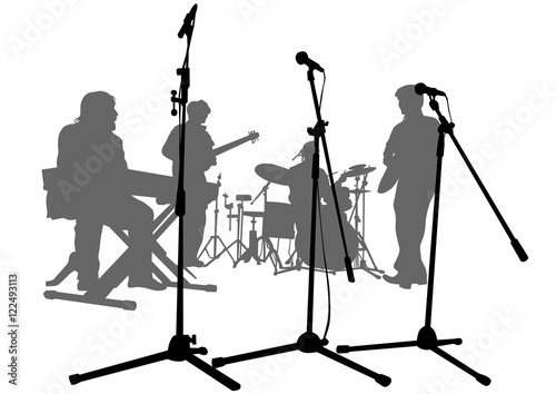 Concert of rock band on a white background