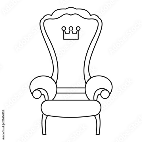Royal throne icon in outline style on a white background vector illustration