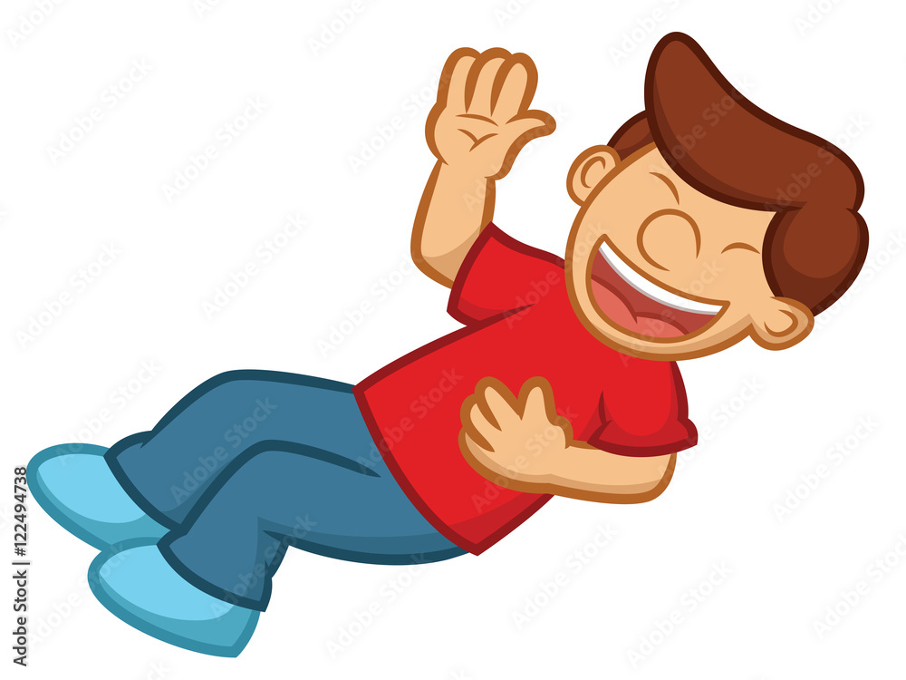 Boy Rolling on the Floor Laughing Cartoon Illustration Stock Vector | Adobe  Stock