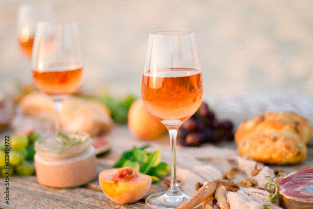 Food Table Healthy Delicious and wine. Meal Concept Food Table Healthy Delicious and wine. Meal Concept