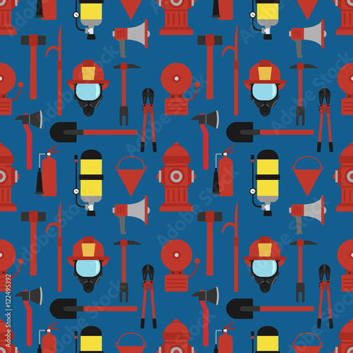 Fire fighting seamless design concept flat