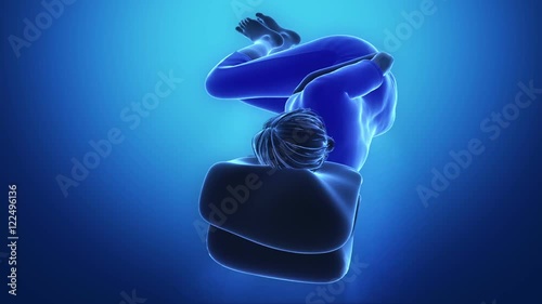 Woman incorrect sleeping posture animation