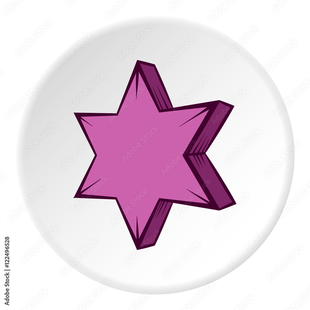 Geometric shape of six pointed star icon in cartoon style on white circle background. Figure symbol vector illustration Geometric shape of six pointed star icon in cartoon style on white circle background. Figure symbol vector illustration