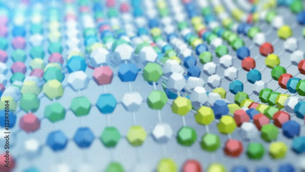 Waving lattice surface of colorful polygons. 3D render smooth animation with motion blur seamless loop. 4k UHD (3840x2160)
Waving lattice surface of colorful polygons. 3D render smooth animation with motion blur seamless loop. 4k UHD (3840x2160)