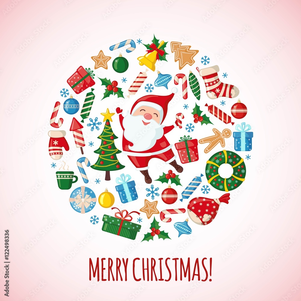 Fototapeta premium Christmas Card with Santa.