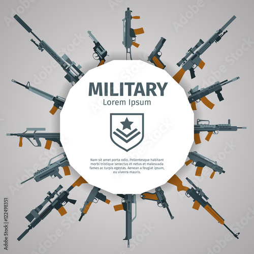 Weapons label. Vector guns badge with text