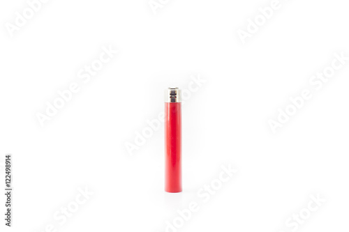 Red blank gas lighter stand isolated on a white background. Empty surface cigar-lighter design presentation.  