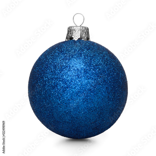 Blue christmas ball isolated on white background
