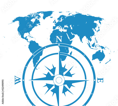 Infographic world map with compas