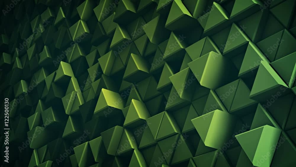 Surface of green extruded triangles