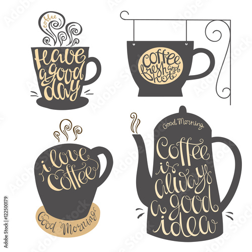 Hand lettering design for coffee shop, restaurants, menu.