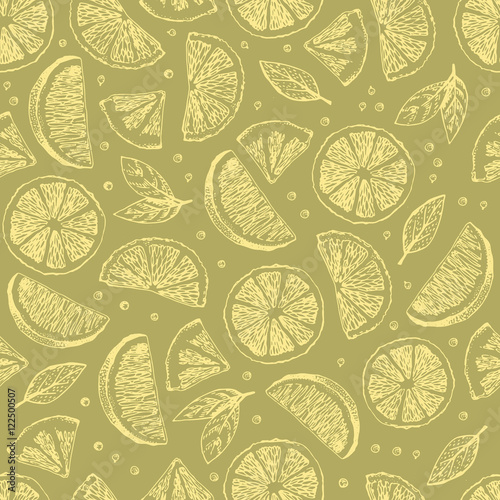 Seamless vector pattern with hand drawn pieses of lime.