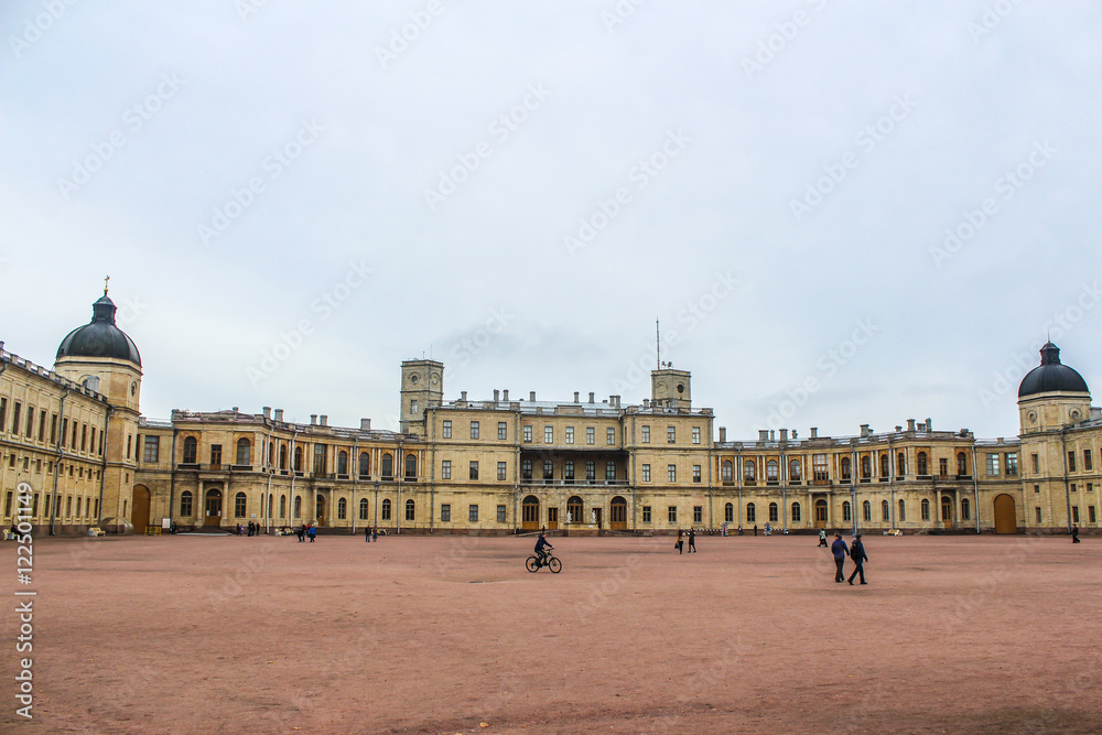 Gatchina Palace. Palace Square and the main entrance. Saint-Petersburg, Russia 