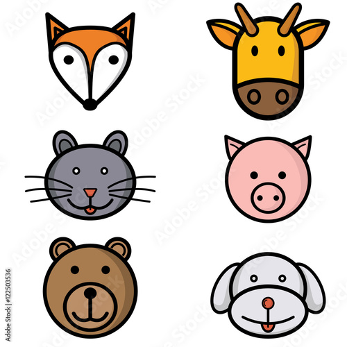 Funny Animal Vector illustration Icon Set