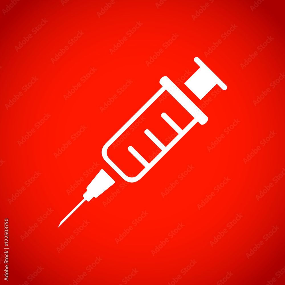 Injection syringe flat icon vector for medical apps and websites Injection syringe flat icon vector for medical apps and websites
