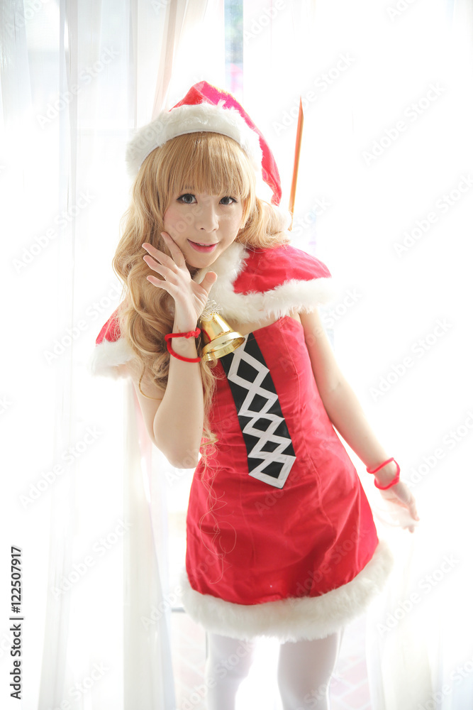 Christmas asian woman portrait with christmas gift Christmas asian woman portrait with christmas gift