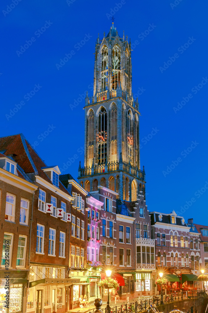Utrecht. Old tower at night.