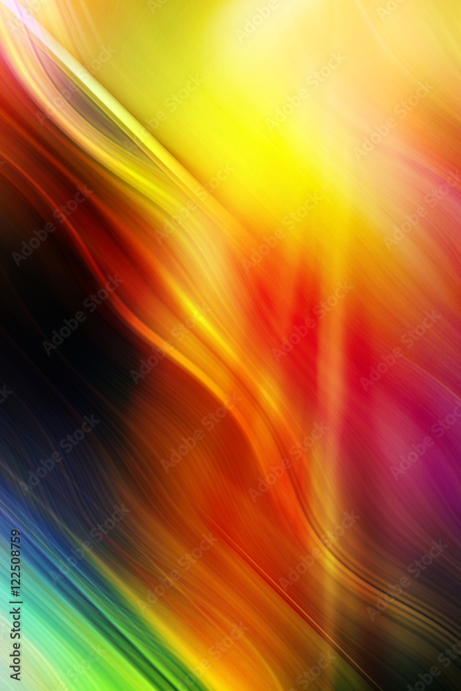 Abstract wavy background in yellow, red, brown and green colors