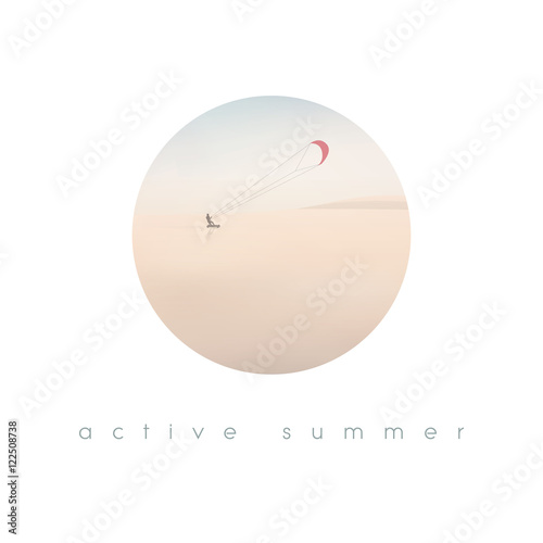 Kite landboarding poster as a symbol of freedom, sport and adventure outdoor activity.