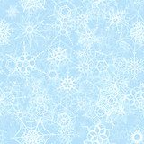 Frozen snowflakes on ice background, winter seamless pattern