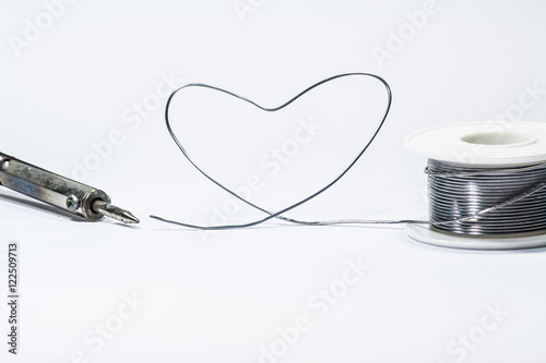 soldering iron and soldering wire made heart shape