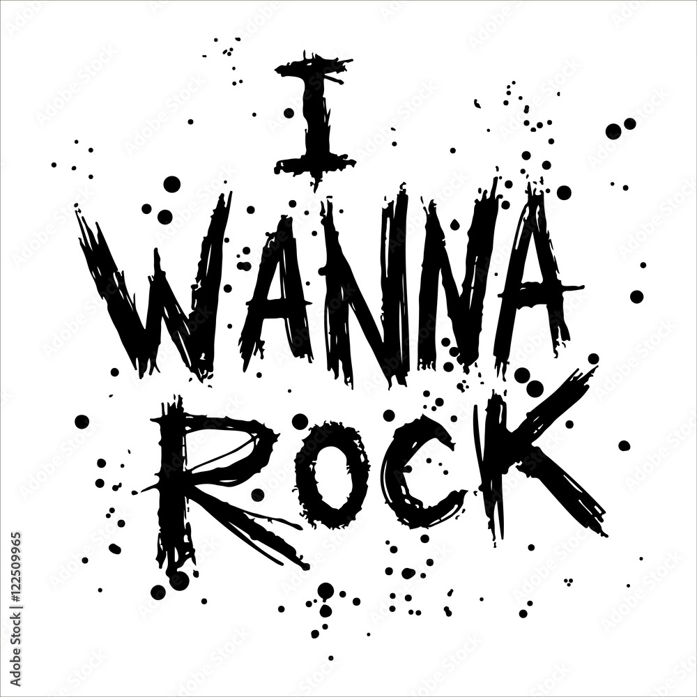 Vintage poster i wanna rock - unique hand drawn lettering. Stock Vector |  Adobe Stock