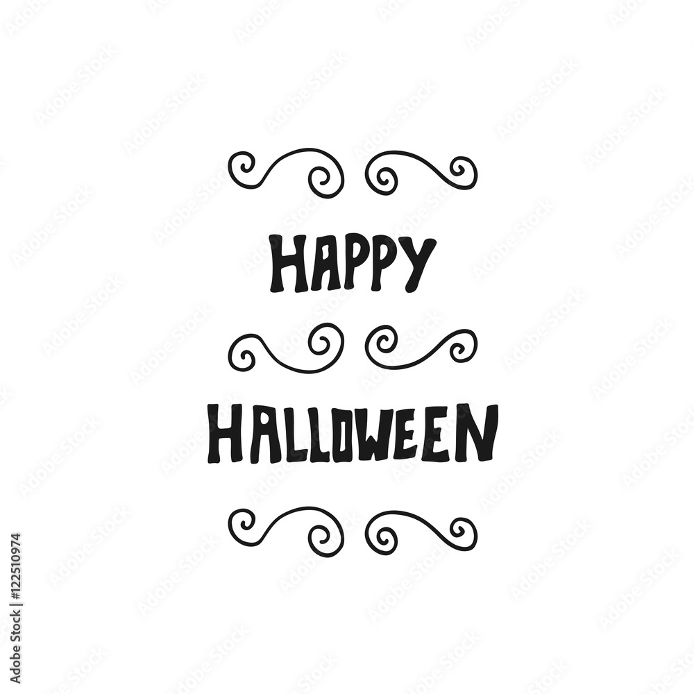 Happy Halloween card with hand lettering. 