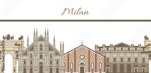 vector template with famous landmarks of Milan