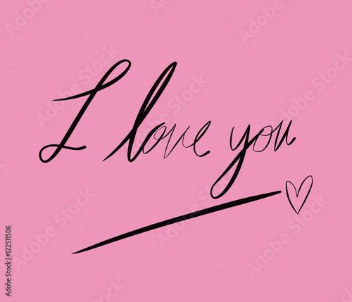 I love you handwriting on pink background