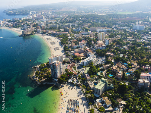 Spain, Mallorca, Palma de Mallorca, Aerial view, beaches and hotels of Palmanova and Torrenova photo