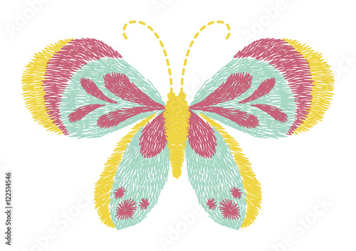 butterfly design for clothing. embroidery insect vector