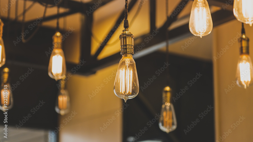 Light bulbs with base in a row
