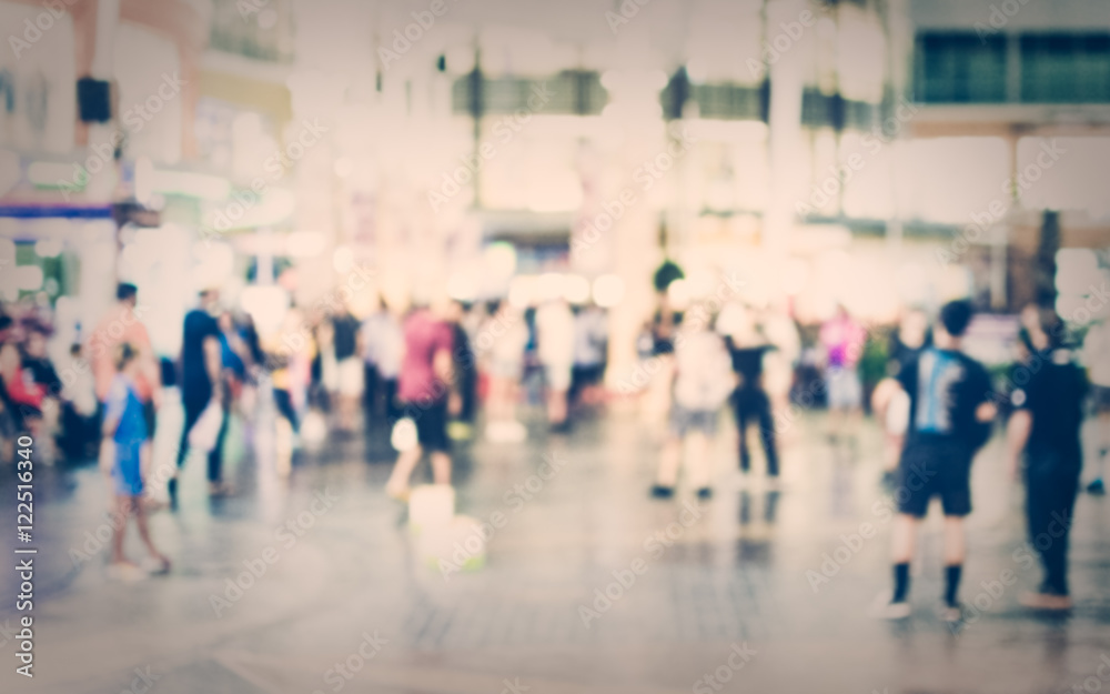 Blurred people in shopping center