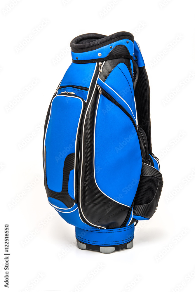 Blue golf bag on white background Blue golf bag on white background