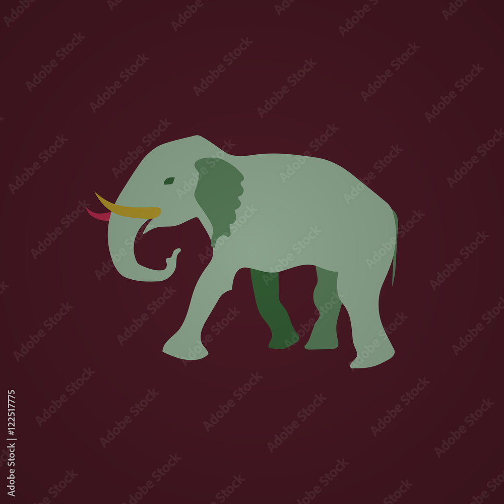 Obraz premium Bright Vector illustration of pink painted African elephant Isolated on white background