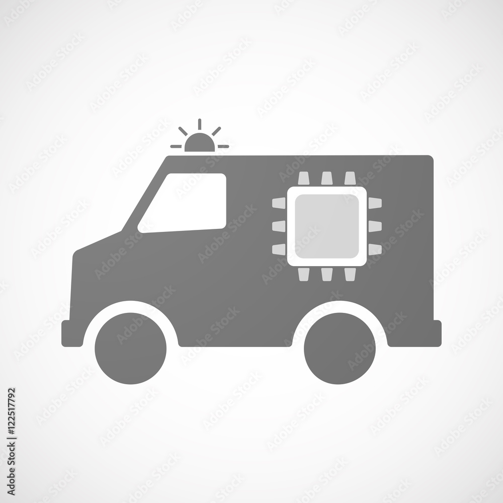 Isolated ambulance icon with a cpu Isolated ambulance icon with a cpu