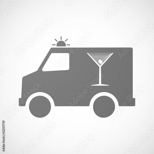 Isolated ambulance icon with a cocktail glass