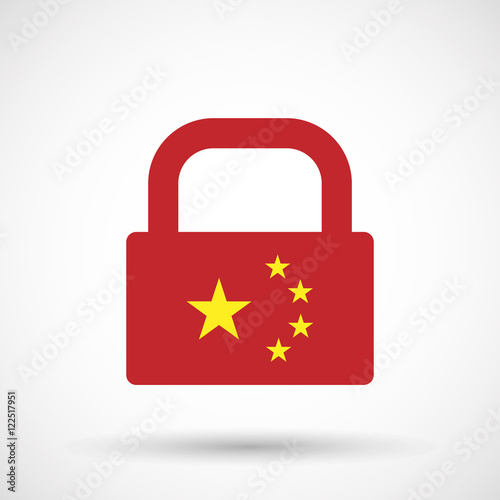 Isolated lock pad icon with  the five stars china flag symbol