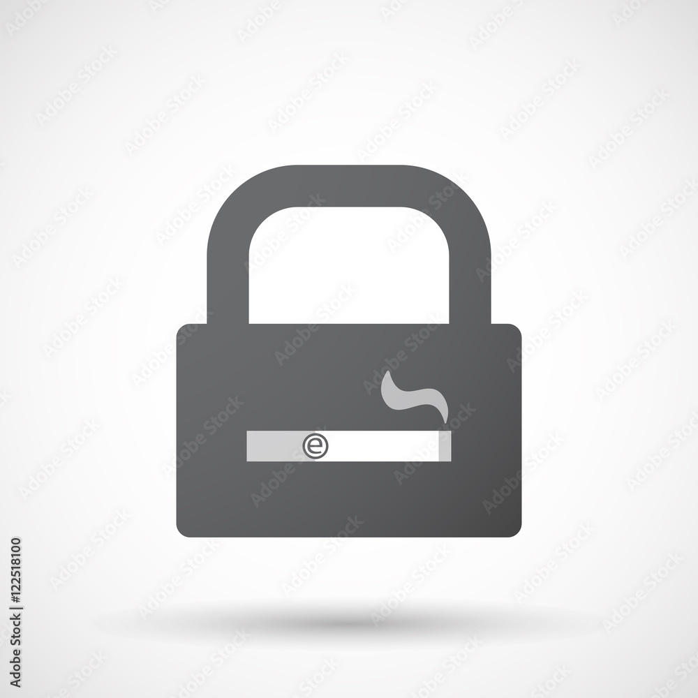Isolated lock pad icon with an electronic cigarette Isolated lock pad icon with an electronic cigarette