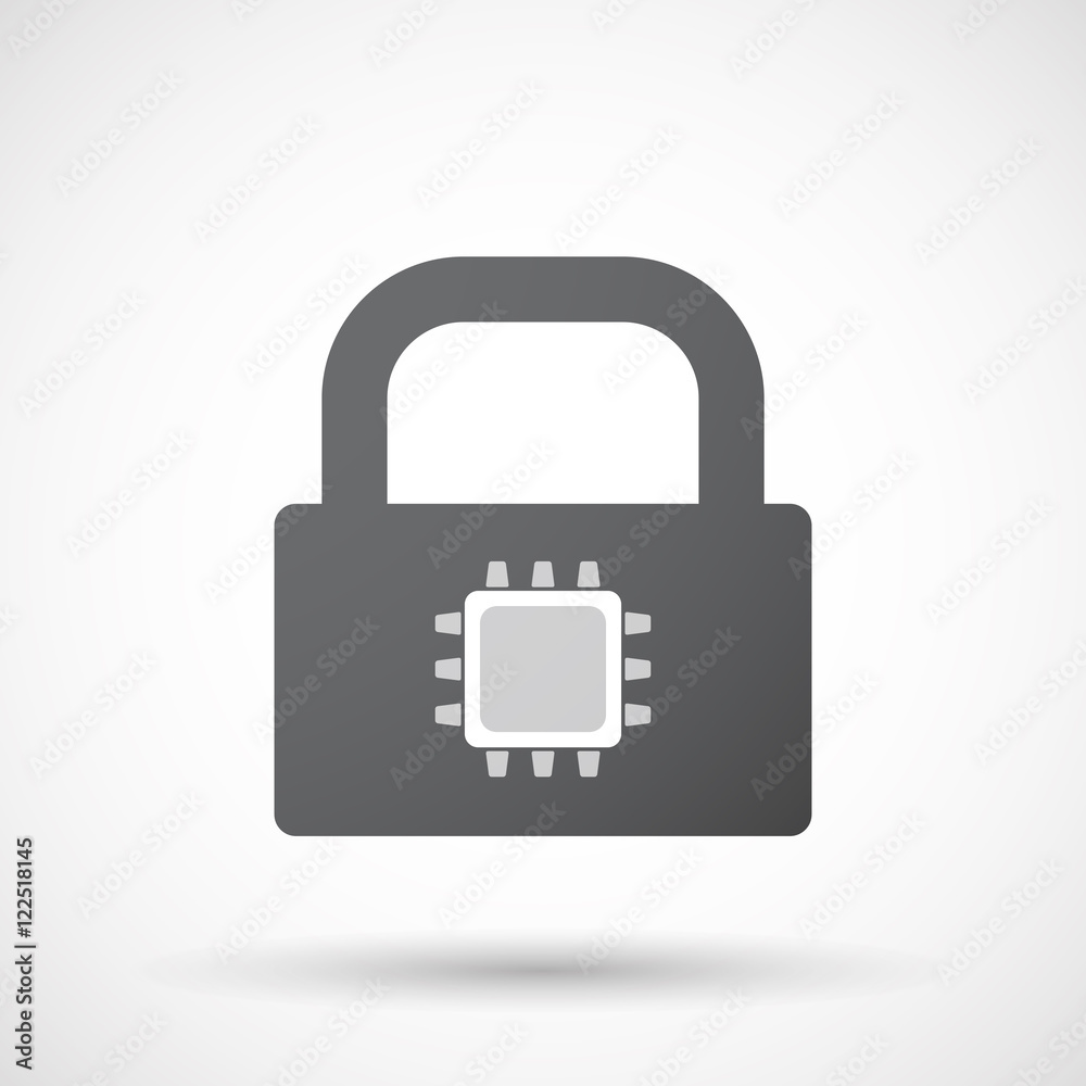 Isolated lock pad icon with a cpu Isolated lock pad icon with a cpu