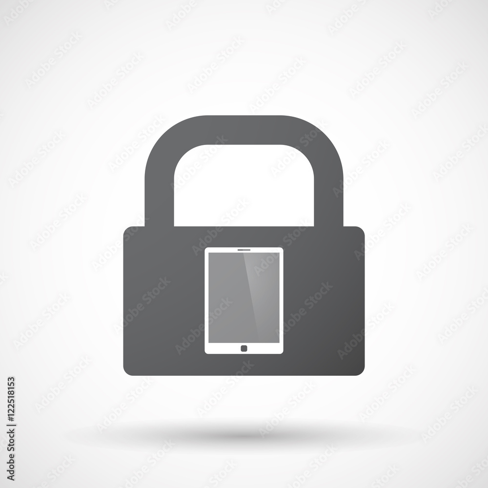 Isolated lock pad icon with a tablet computer Isolated lock pad icon with a tablet computer