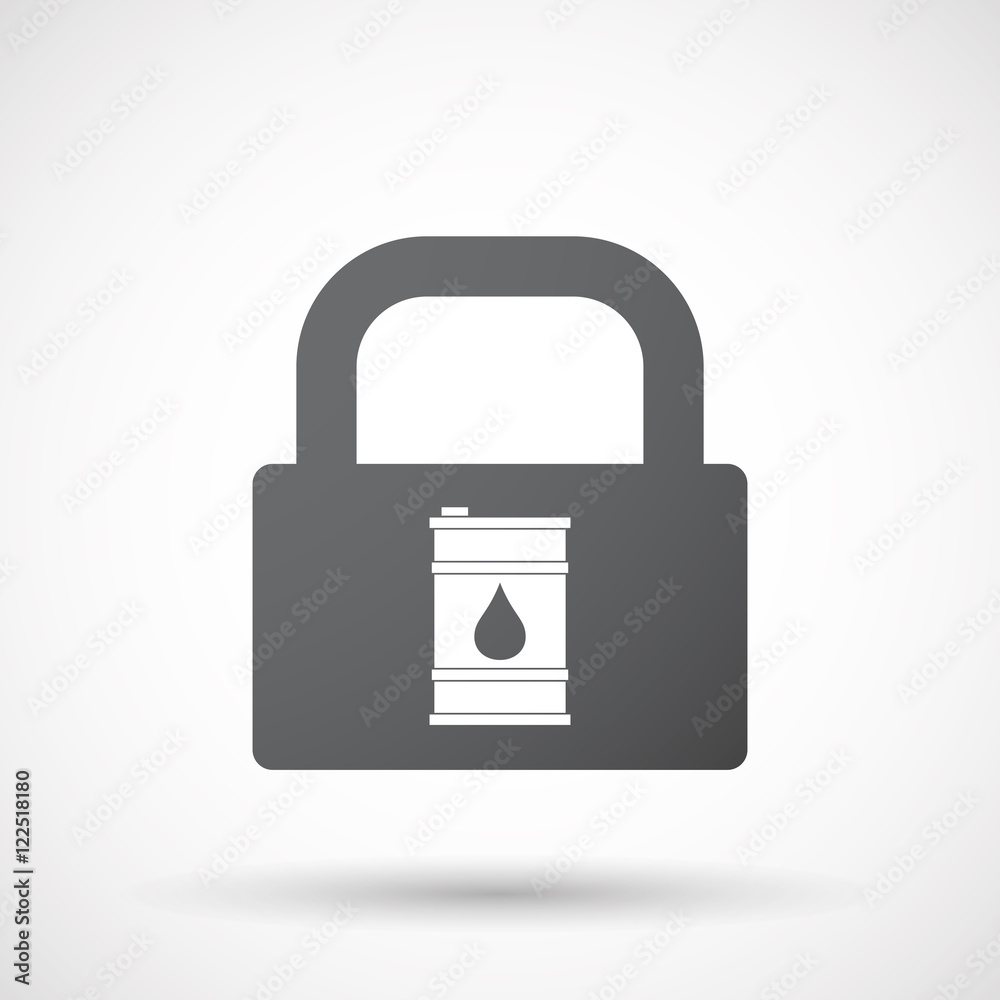 Isolated lock pad icon with a barrel of oil Isolated lock pad icon with a barrel of oil