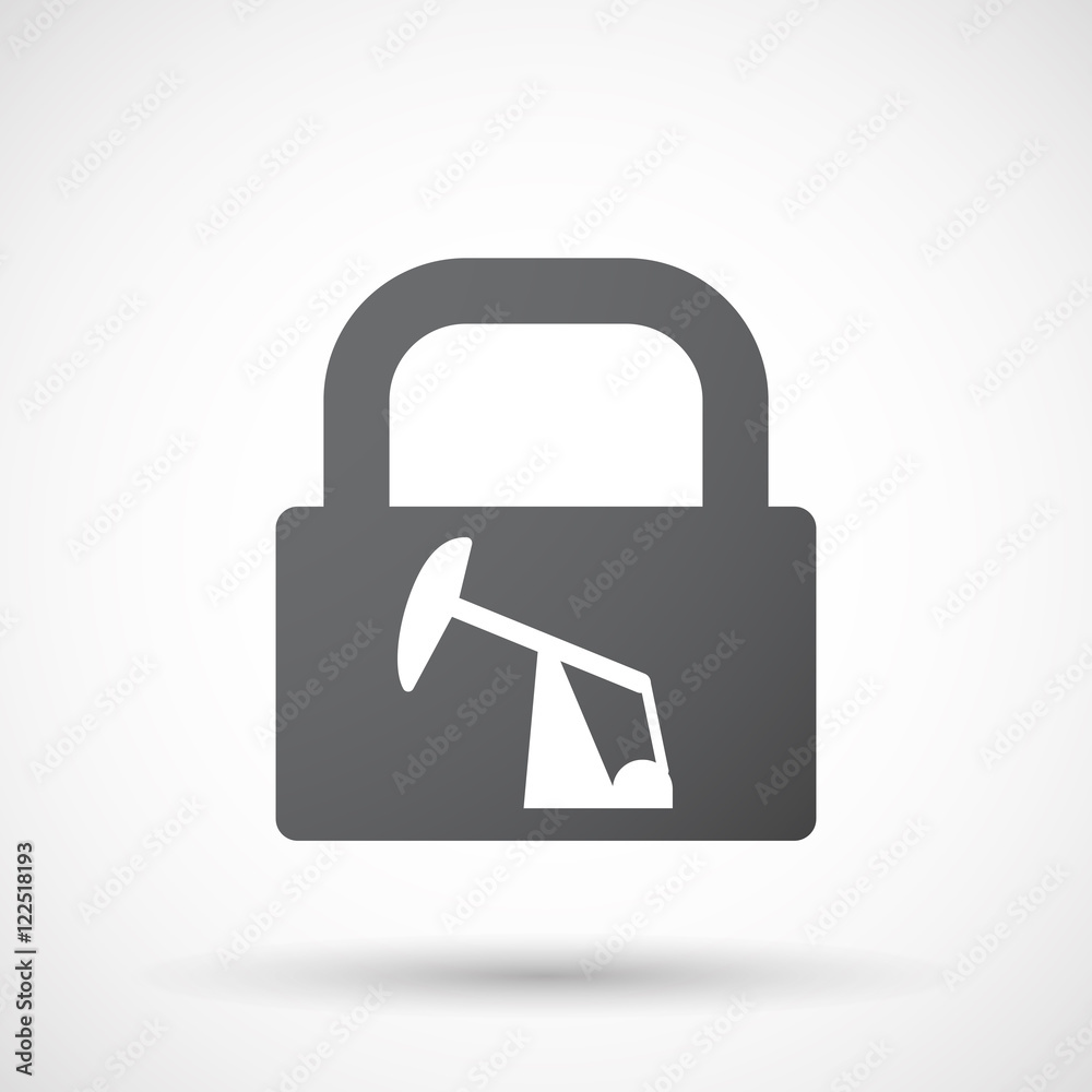 Isolated lock pad icon with a horsehead pump Isolated lock pad icon with a horsehead pump