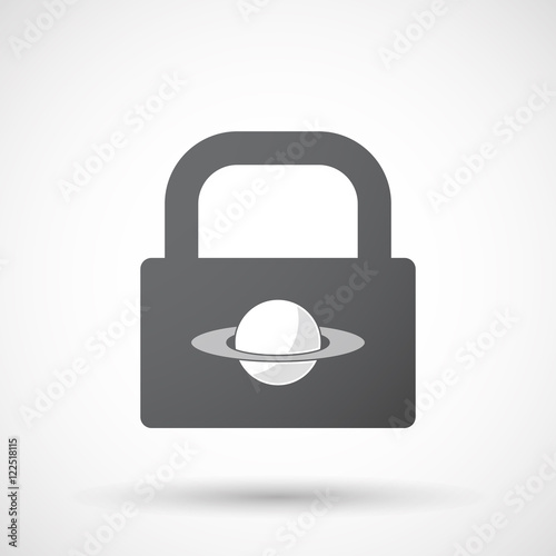 Isolated lock pad icon with the planet Saturn
