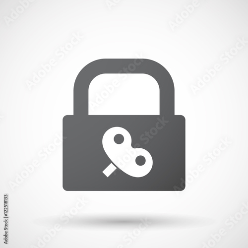 Isolated lock pad icon with a toy crank